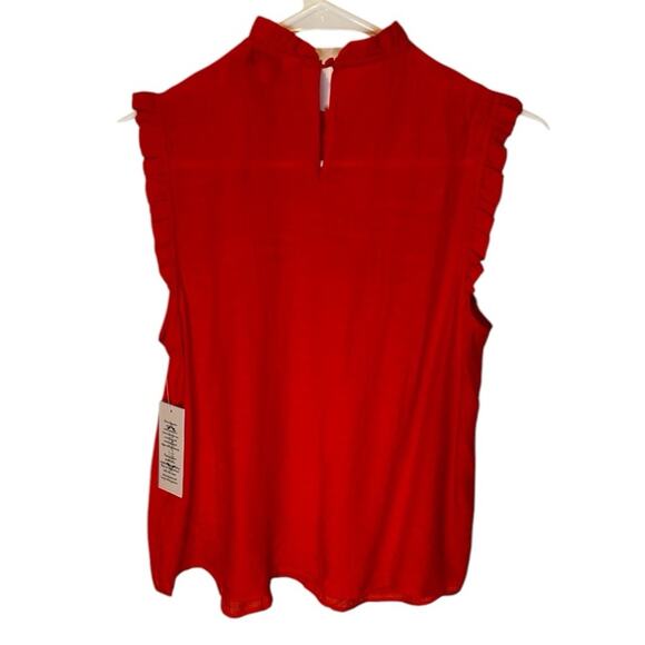 New Nanette Lenore Red sleeveless smocked ruffled blouse. Size M - Picture 2 of 8